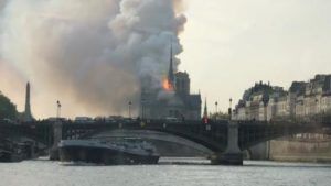 Spire atop Notre Dame cathedral in Paris collapses in fire